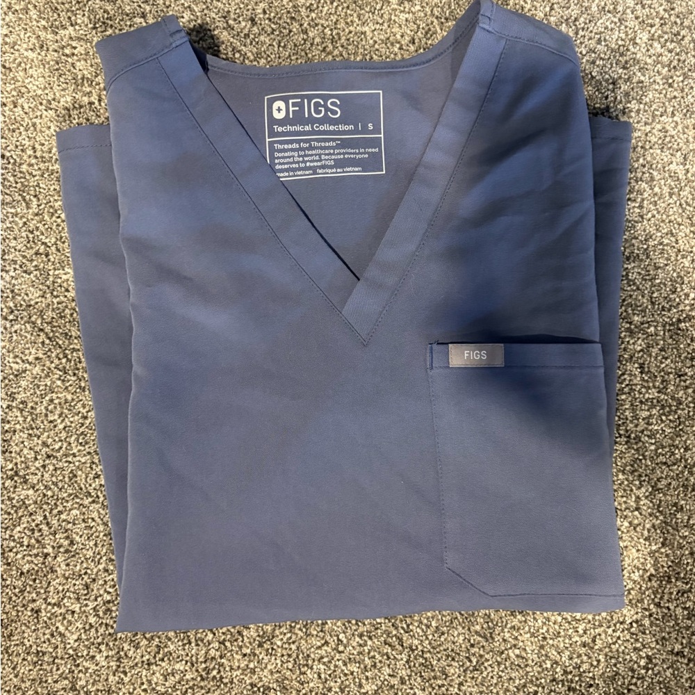 FIGS Women's Space Navy Blue V-Neck Scrub Top